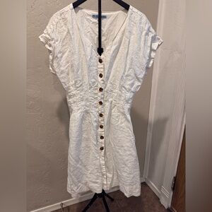 ANTONIO MELANI White Midi Dress with Button Detail